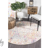 Heaven Multicolour Tribal Geometric Diamond Round Rug