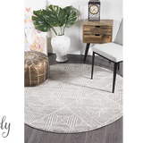 Heaven Silver Geometric Diamond Round Rug