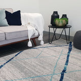 Heaven Blue Grey Abstract Diamond Rug