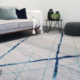 Heaven Blue Grey Abstract Diamond Rug