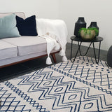 Heaven Ivory Blue Tribal Pattern Rug