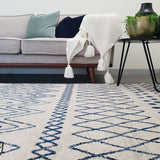 Heaven Ivory Blue Tribal Pattern Rug