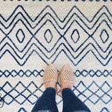 Heaven Ivory Blue Tribal Pattern Rug