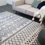 Heaven Ivory Blue Tribal Pattern Rug