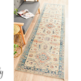 Odette Blue Beige Geometric Distressed Rug