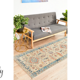 Odette Blue Beige Geometric Distressed Rug