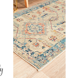 Odette Blue Beige Geometric Distressed Rug