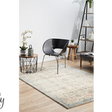Odette Blue Beige Geometric Distressed Rug