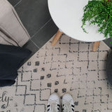 Heaven Ivory Grey Tribal Diamond Rug