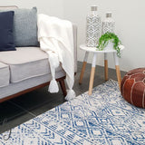 Heaven Blue Ivory Tribal Diamond Rug