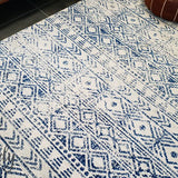 Heaven Blue Ivory Tribal Diamond Rug