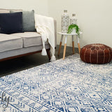Heaven Blue Ivory Tribal Diamond Rug