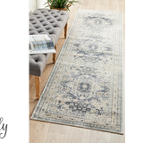 Grace Blue Medallion Faded Wash Transitional Rug