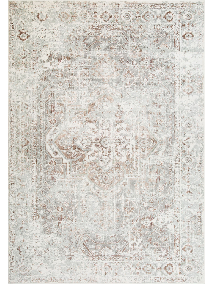 Kira Beige Grey Medallion Transitional Rug