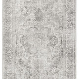 Vivien Grey Distressed Medallion Transitional Vintage Rug