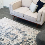 Grace Blue Medallion Faded Wash Transitional Rug