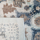 Grace Blue Medallion Faded Wash Transitional Rug