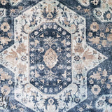 Grace Blue Medallion Faded Wash Transitional Rug