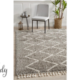 Saffia Natural Grey Zigzag Plush Boho Rug