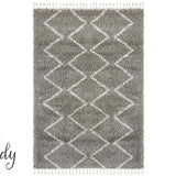 Saffia Natural Grey Zigzag Plush Boho Rug