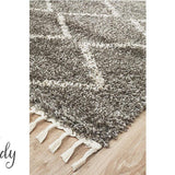 Saffia Natural Grey Zigzag Plush Boho Rug