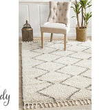 Saffia Natural Zigzag Plush Boho Rug