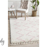 Saffia Pink Zigzag Plush Boho Rug