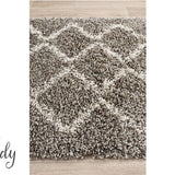 Saffia Natural Grey Zigzag Plush Boho Rug