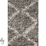 Saffia Natural Grey Zigzag Plush Boho Rug