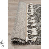 Saffia Natural Grey Zigzag Plush Boho Rug