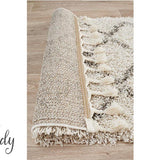 Saffia Natural Zigzag Plush Boho Hallway Runner Rug