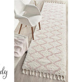Saffia Pink Zigzag Plush Boho Hallway Runner Rug