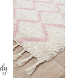 Saffia Pink Zigzag Plush Boho Hallway Runner Rug