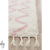 Saffia Pink Zigzag Plush Boho Hallway Runner Rug