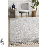 Saffia Silver Zigzag Plush Boho Rug