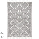 Saffia Silver Zigzag Plush Boho Rug