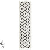 Saffia Natural Off-White Zigzag Brown Plush Boho Hallway Runner Rug