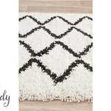 Saffia Natural Off-White Zigzag Brown Plush Boho Hallway Runner Rug
