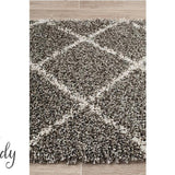 Saffia Natural Grey Diamonds Plush Boho Hallway Runner Rug