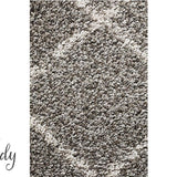 Saffia Natural Grey Diamonds Plush Boho Hallway Runner Rug