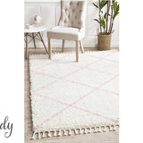 Saffia Pink Diamonds Plush Boho Rug