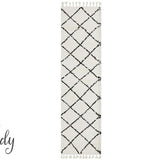 Saffia Natural Off-White Diamonds Plush Boho Rug