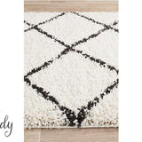 Saffia Natural Off-White Diamonds Plush Boho Rug