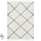Saffia Natural Off-White Diamonds Plush Boho Rug