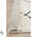 Saffia Natural Off-White Diamonds Plush Boho Rug