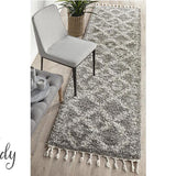 Saffia Natural Grey Ethnic Prints Plush Boho Rug