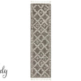 Saffia Natural Grey Ethnic Prints Plush Boho Rug