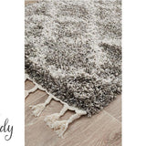 Saffia Natural Grey Ethnic Prints Plush Boho Rug