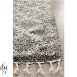 Saffia Natural Grey Ethnic Prints Plush Boho Rug