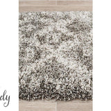 Saffia Natural Grey Ethnic Prints Plush Boho Rug